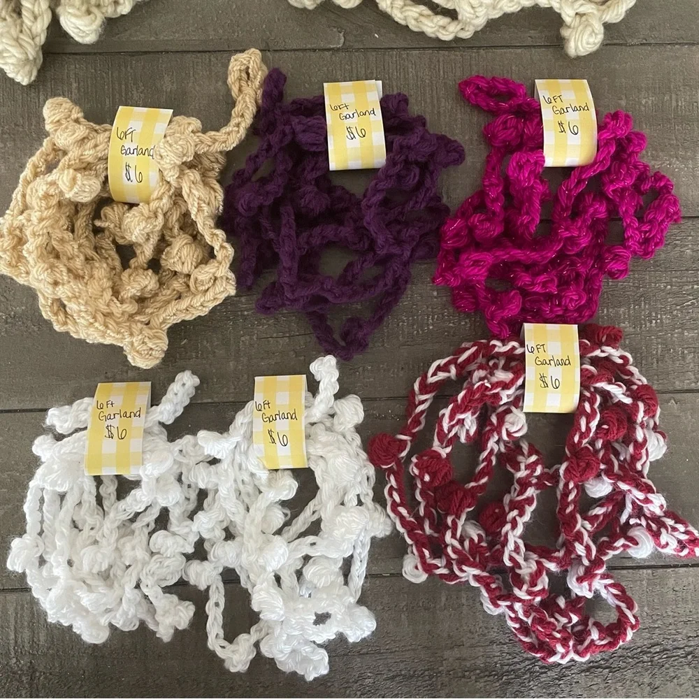 Handmade crochet bobble garland